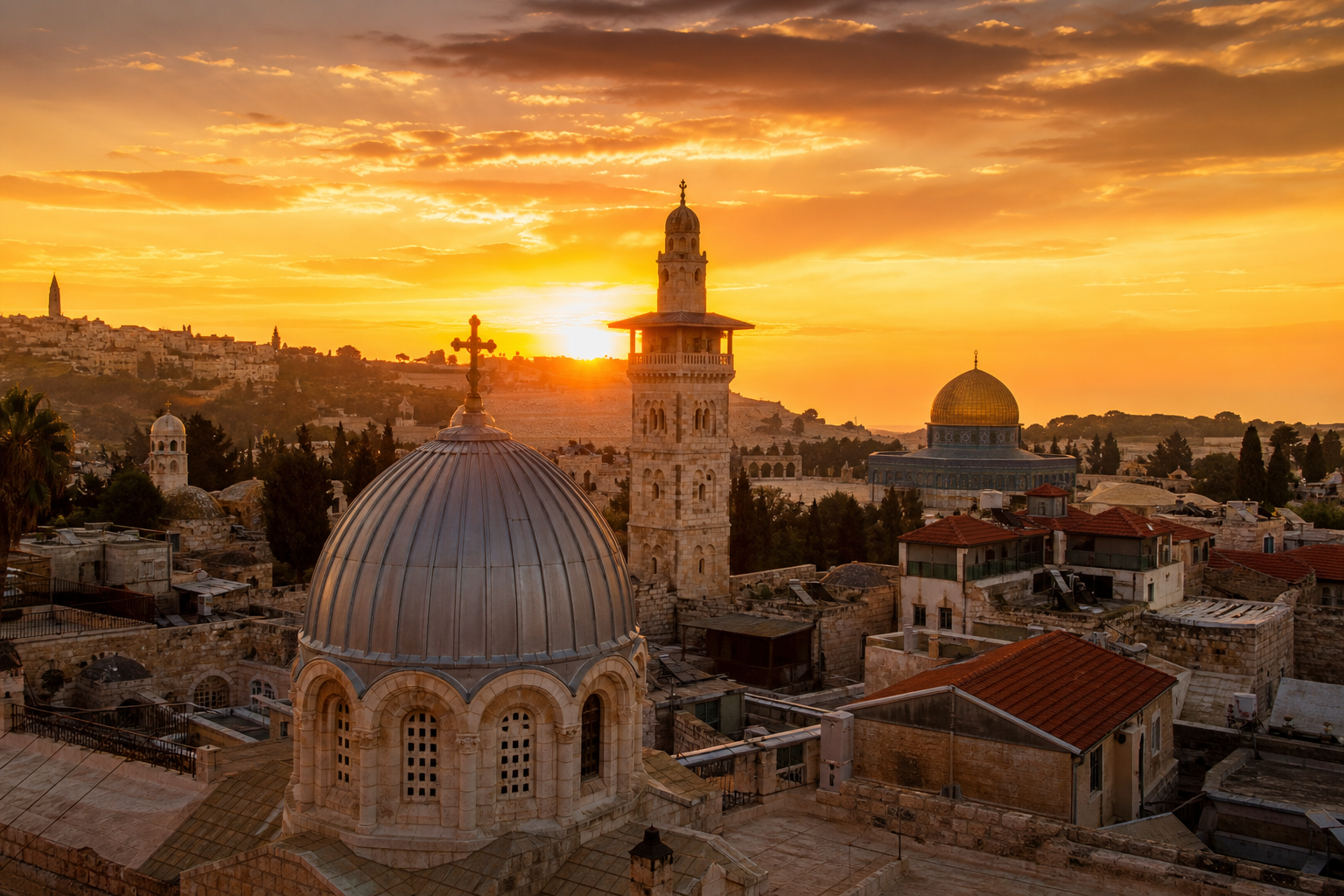 Old City rooftops at sunset